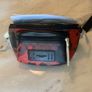 Red camo coach fanny pack